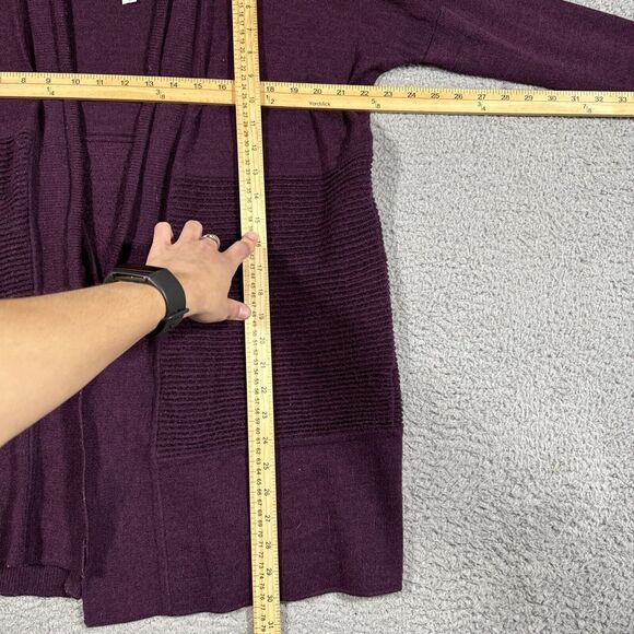 Lululemon Sit in Lotus Wrap II Merino Wool Open Cardigan Sz 6 Pockets Purple - Picture 3 of 6